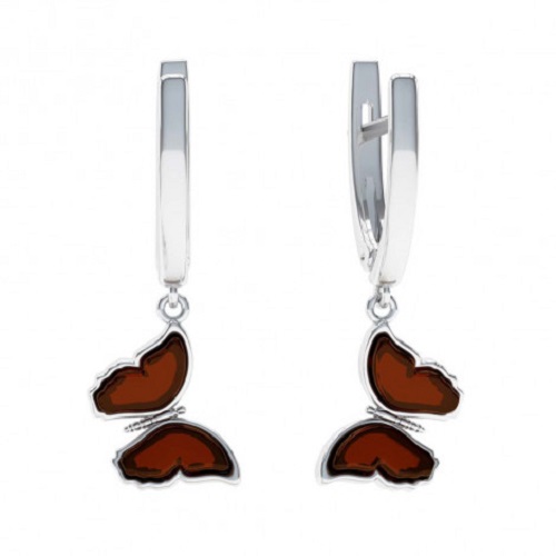 

Серьги подвески из серебра Zlatera 00087, янтарь, 00087