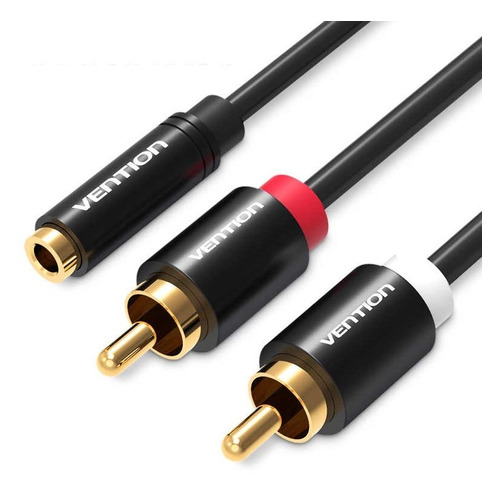 Кабель VENTION 2RCA - Jack 3.5, 1м Black