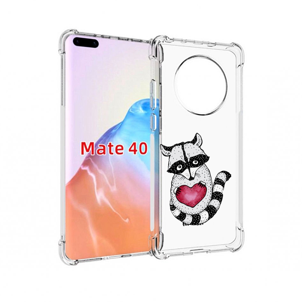 

Чехол MyPads Tocco для Huawei Mate 40 Енот с сердечком, Прозрачный, Tocco