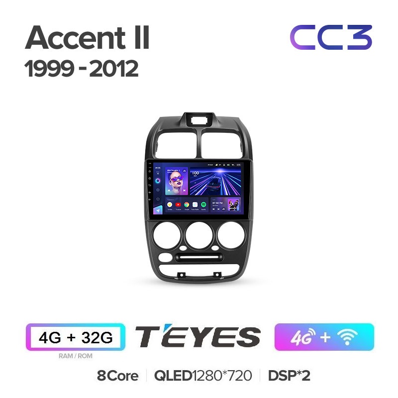 Автомобильная магнитола Teyes CC3 4/32Гб Hyundai Accent 1999 - 2012 ANDROID