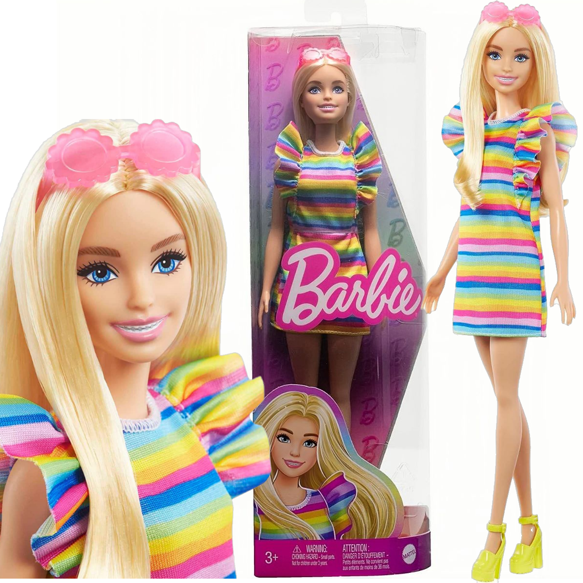 Кукла Барби серия Barbie Fashionistas Модница с брекетами и радужным платьем barbie кукла барби модница