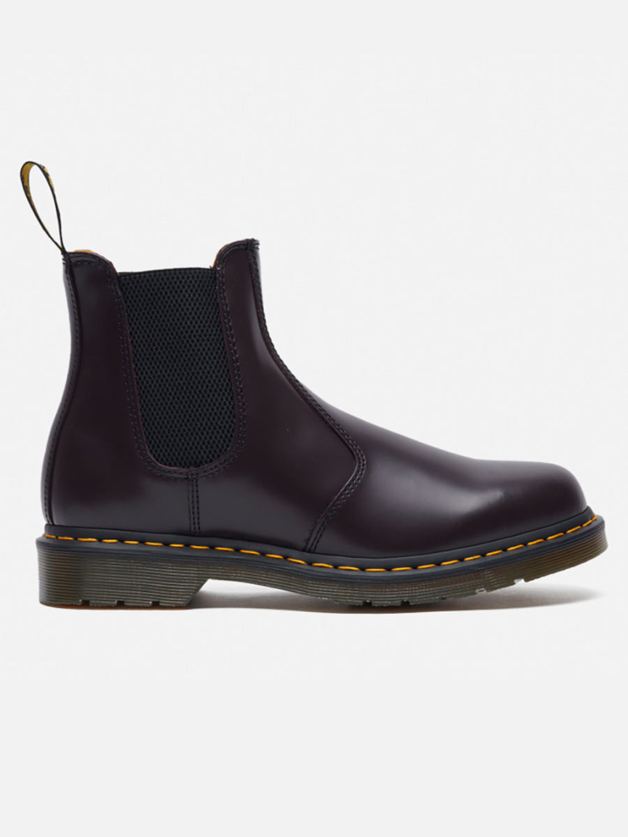 фото Ботинки унисекс dr. martens 2976 yellow stitch smooth leather chelsea бордовые 36 eu