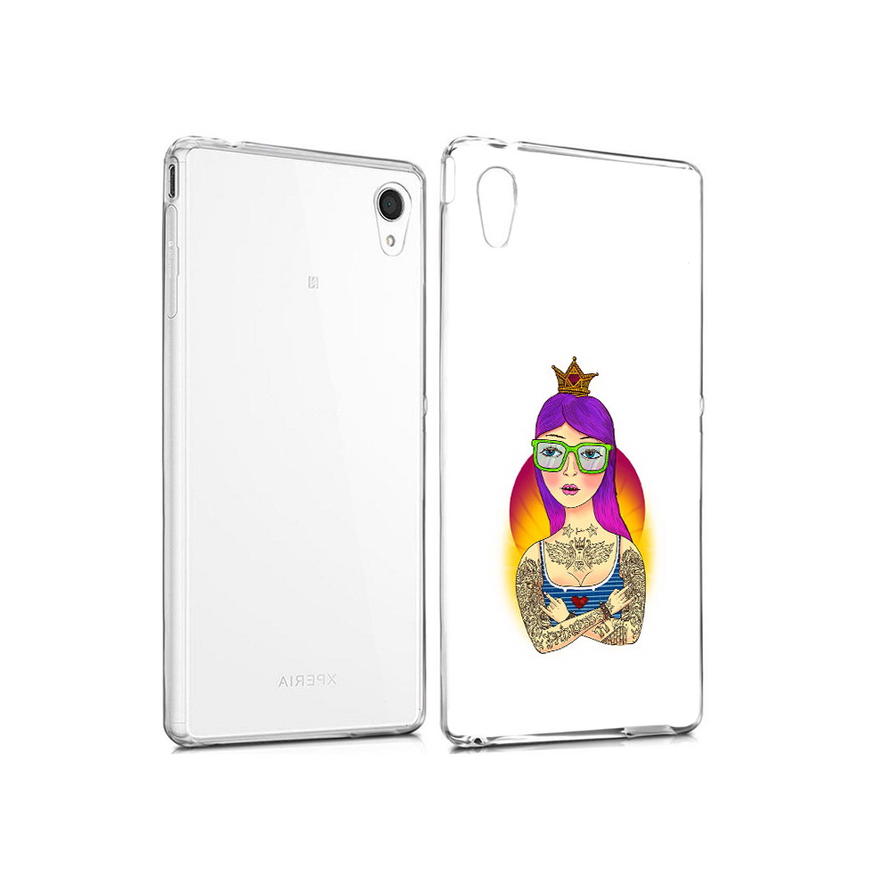 

Чехол MyPads Tocco для Sony Xperia M4 Aqua девушка в татуировках с короной, Прозрачный, Tocco