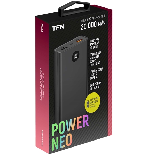 фото Внешний аккумулятор tfn power neo 20000 мач black (tfn-pb-239-bk)