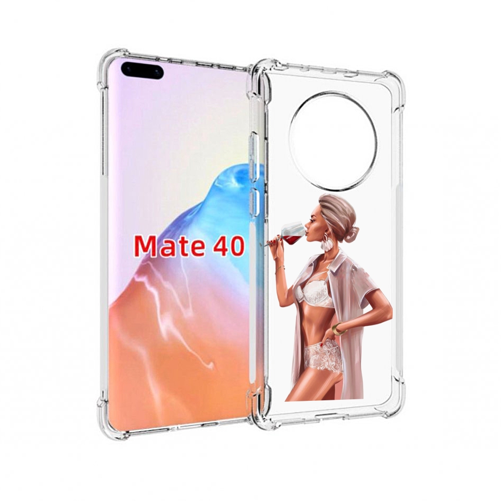 

Чехол MyPads Tocco для Huawei Mate 40 Девушка-с-вином женский, Прозрачный, Tocco