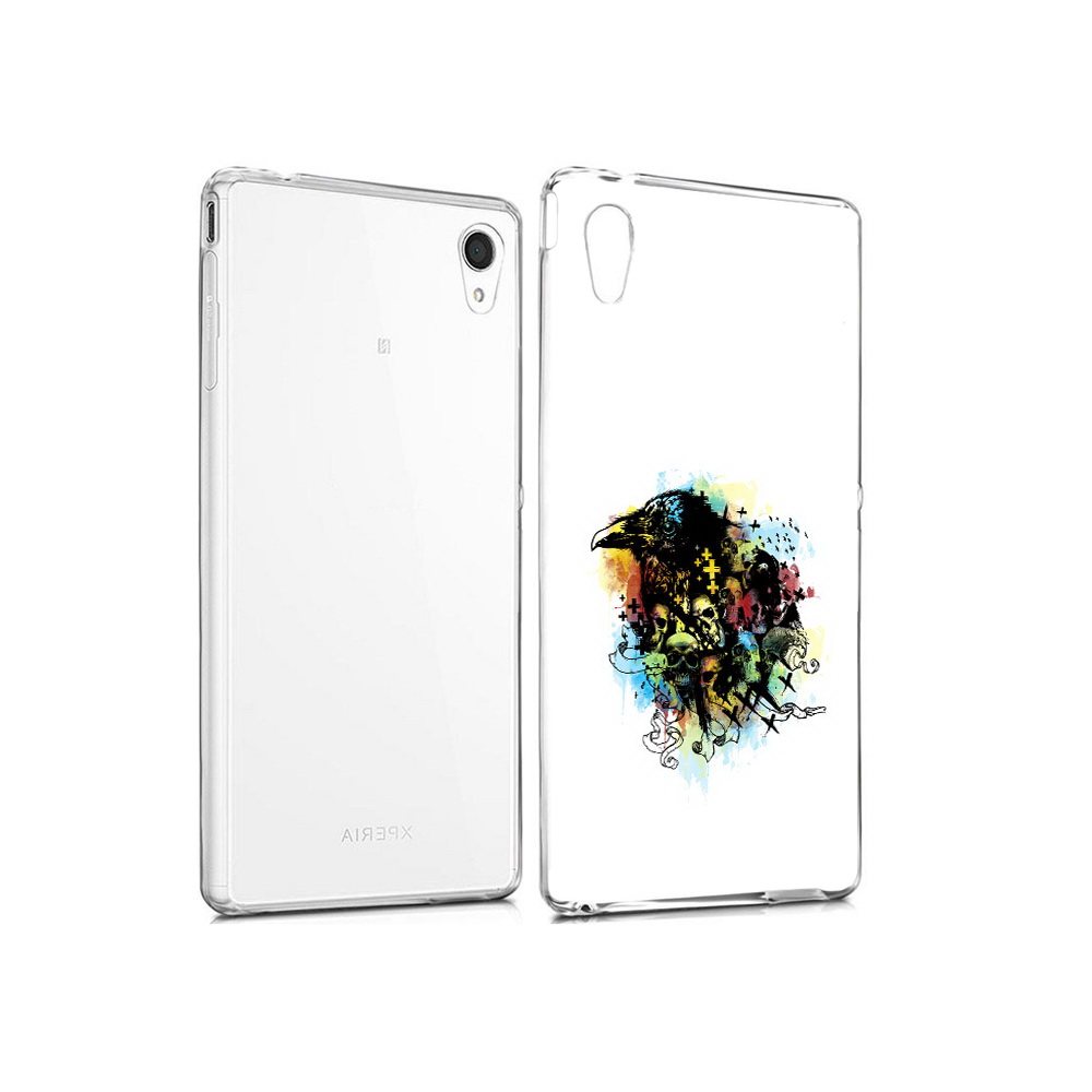 

Чехол MyPads Tocco для Sony Xperia M4 Aqua ворон и черепа (PT41841.249.273), Прозрачный, Tocco