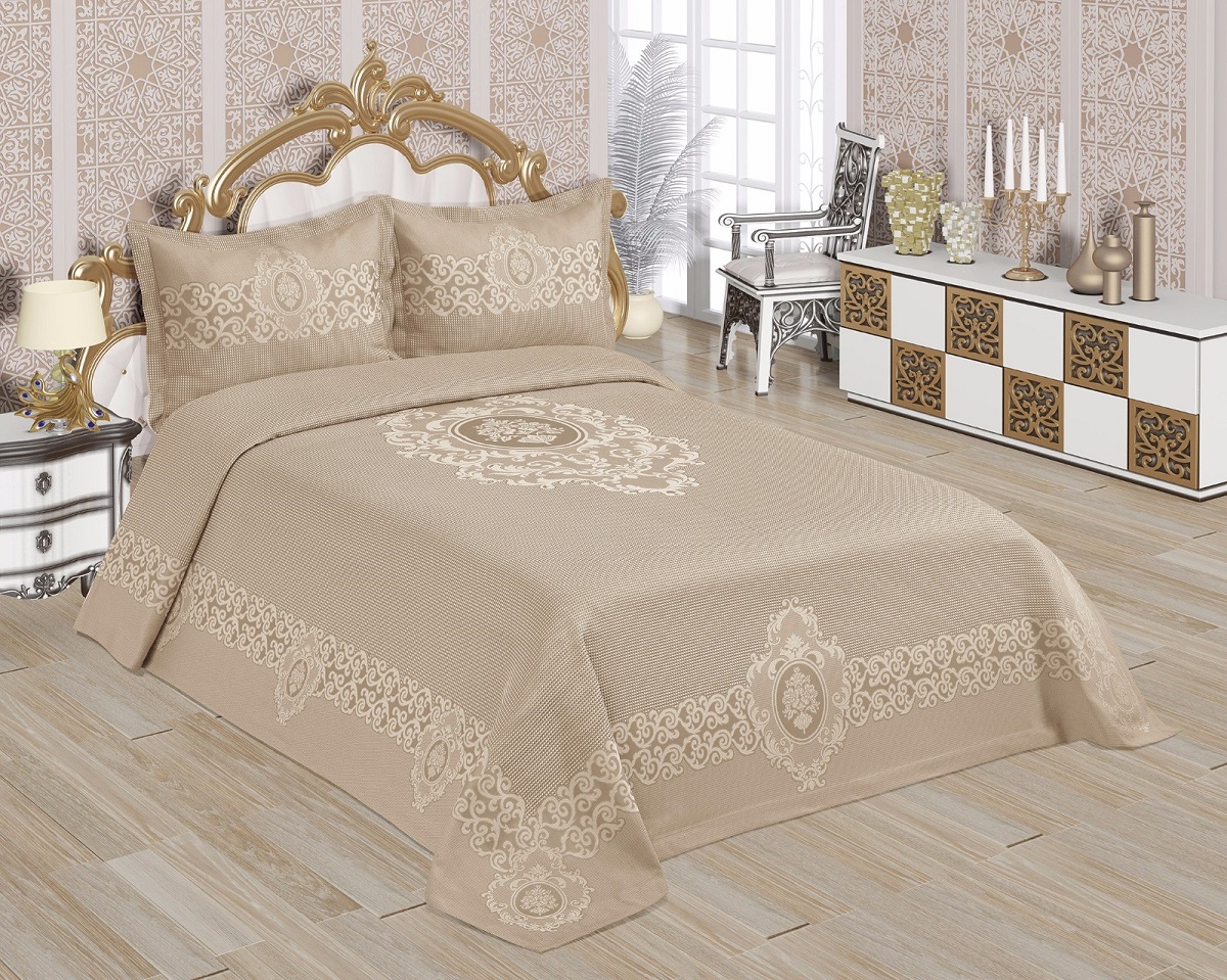 

Покрывало жаккард пано "KARNA" LUKA 240x260 50x70 2 см Золотистый KARNA