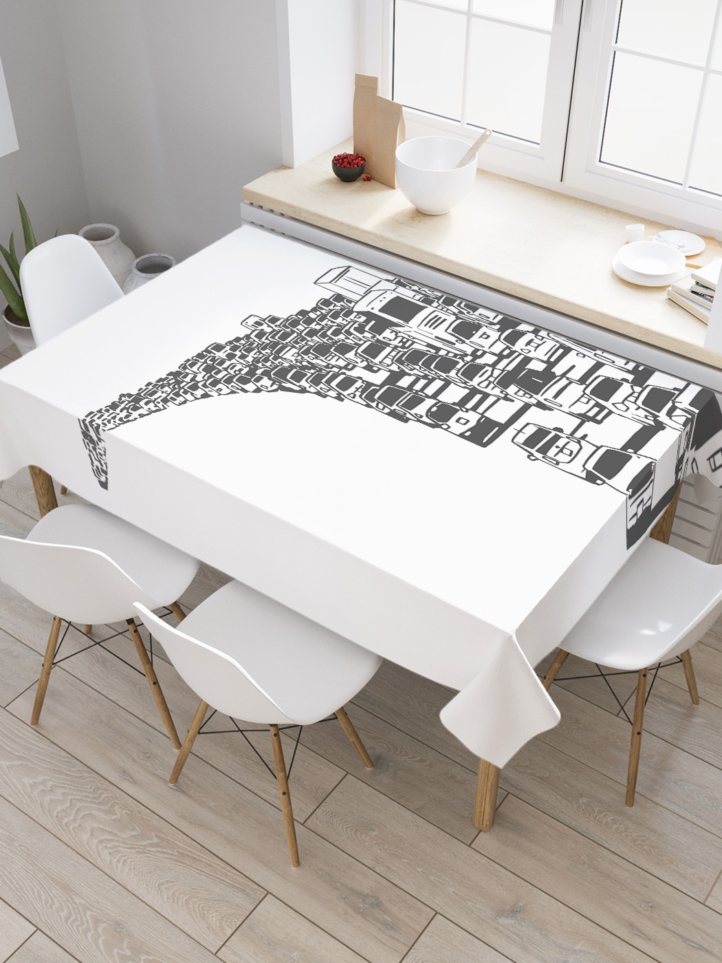 

Скатерть прямоугольная JoyArty "Графический трафик" из сатена, 120x145 см, Белый, Графический трафик
