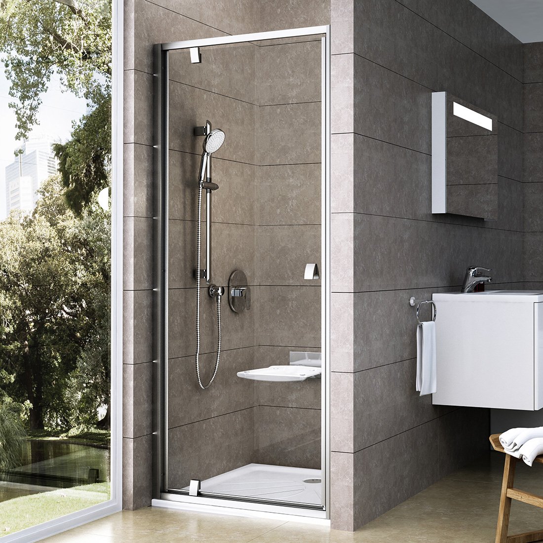

Душевая дверь Ravak Pivot PDOP1-80 см профиль сатиновый прозрачное стекло 03G40U00Z1