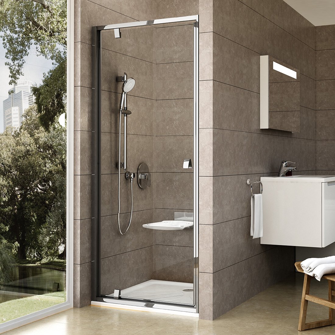

Душевая дверь Ravak Pivot PDOP1 90 см профиль блестящий прозрачное стекло 03G70C00Z1
