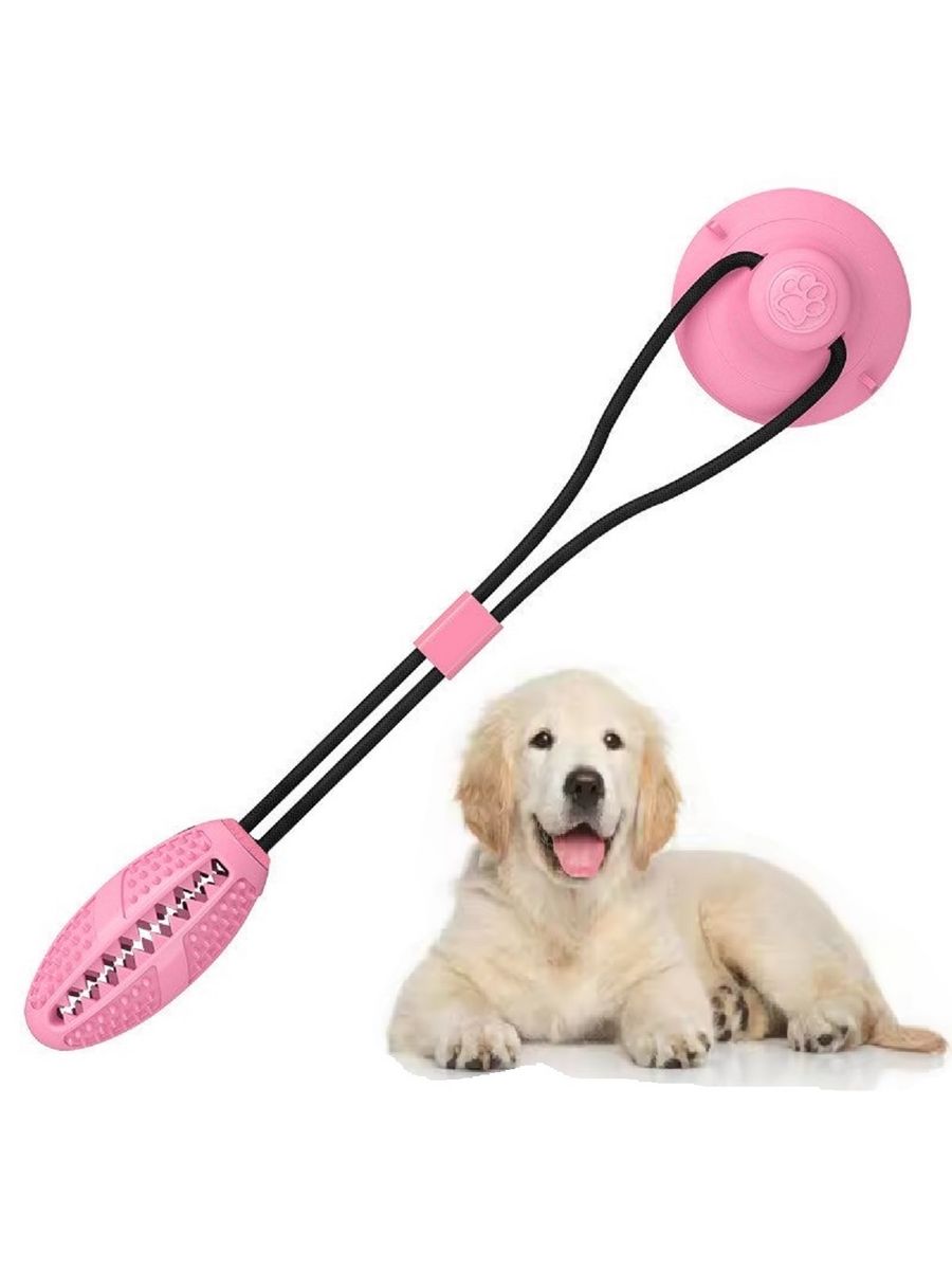Игрушка-кормушка для животных COSY с присоской, розовая, TPR, 46 см
