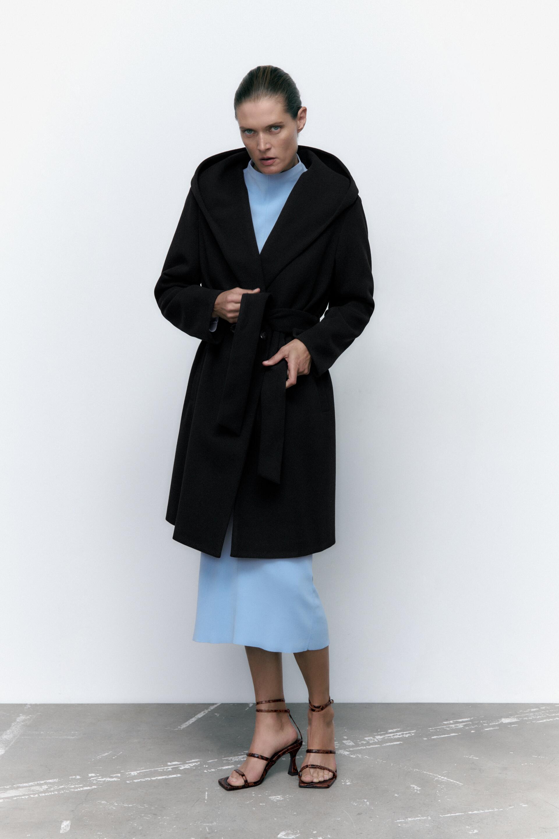 Пальто женское ZARA 03046304 черное M (доставка из-за рубежа)