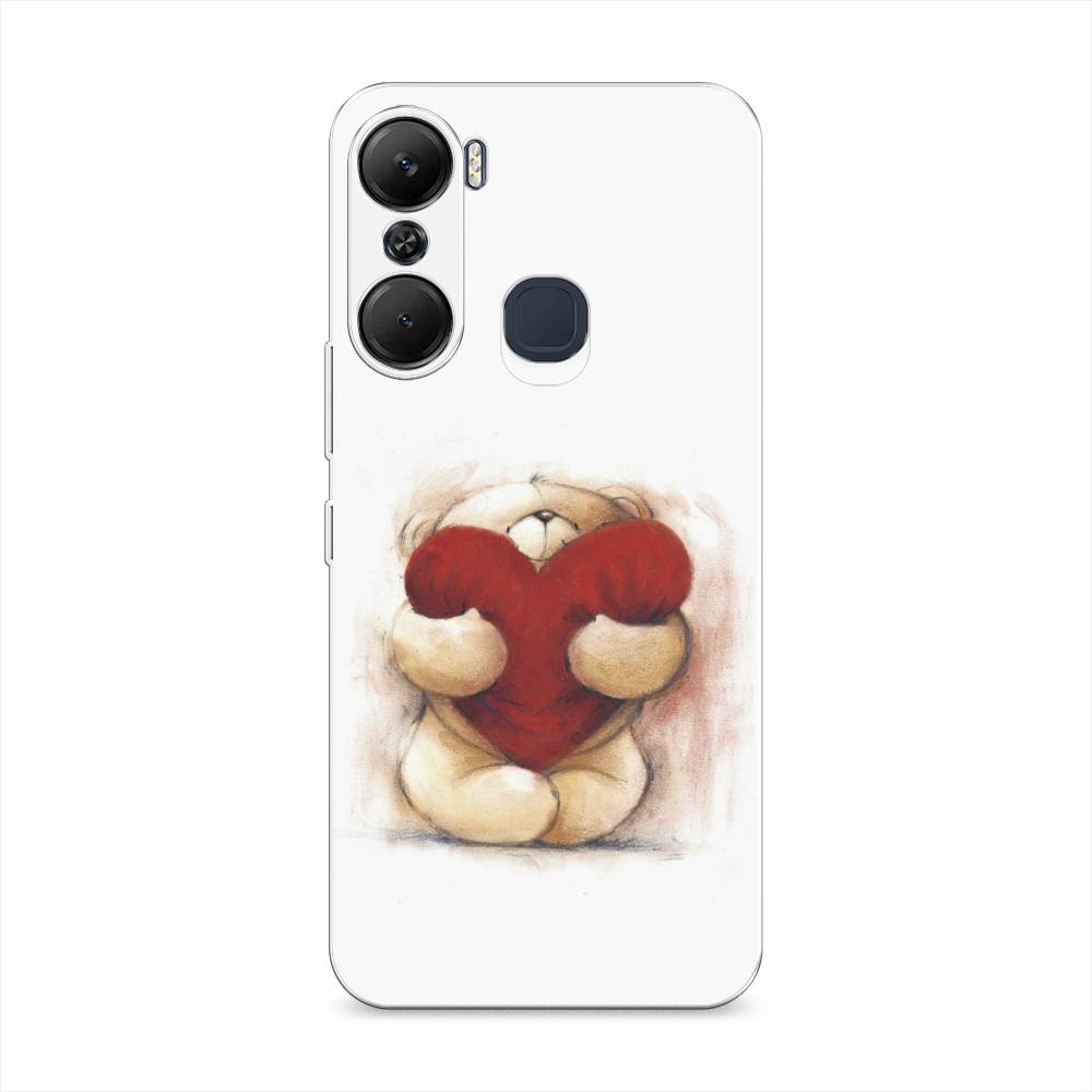 

Чехол Awog на Infinix Hot 12 Pro / Инфиникс Хот 12 Про "Мишка с сердцем 1", Белый;красный;бежевый, 3102450-6