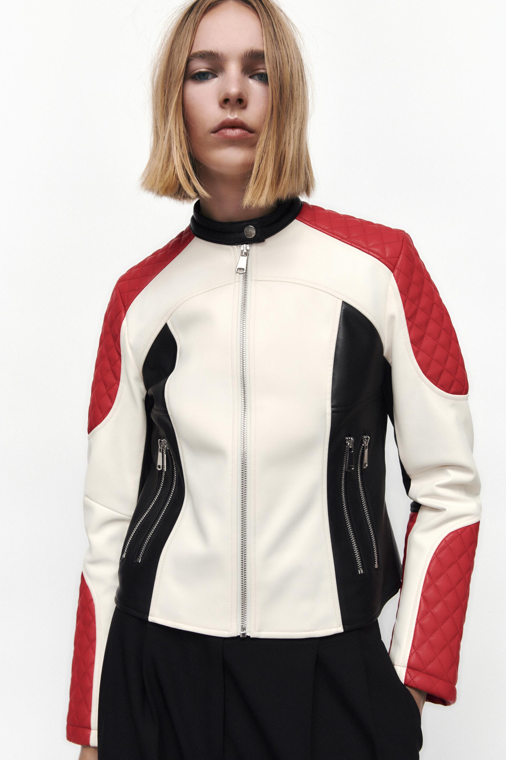 фото Кожаная куртка женская zara 03046283 бежевая s (доставка из-за рубежа)