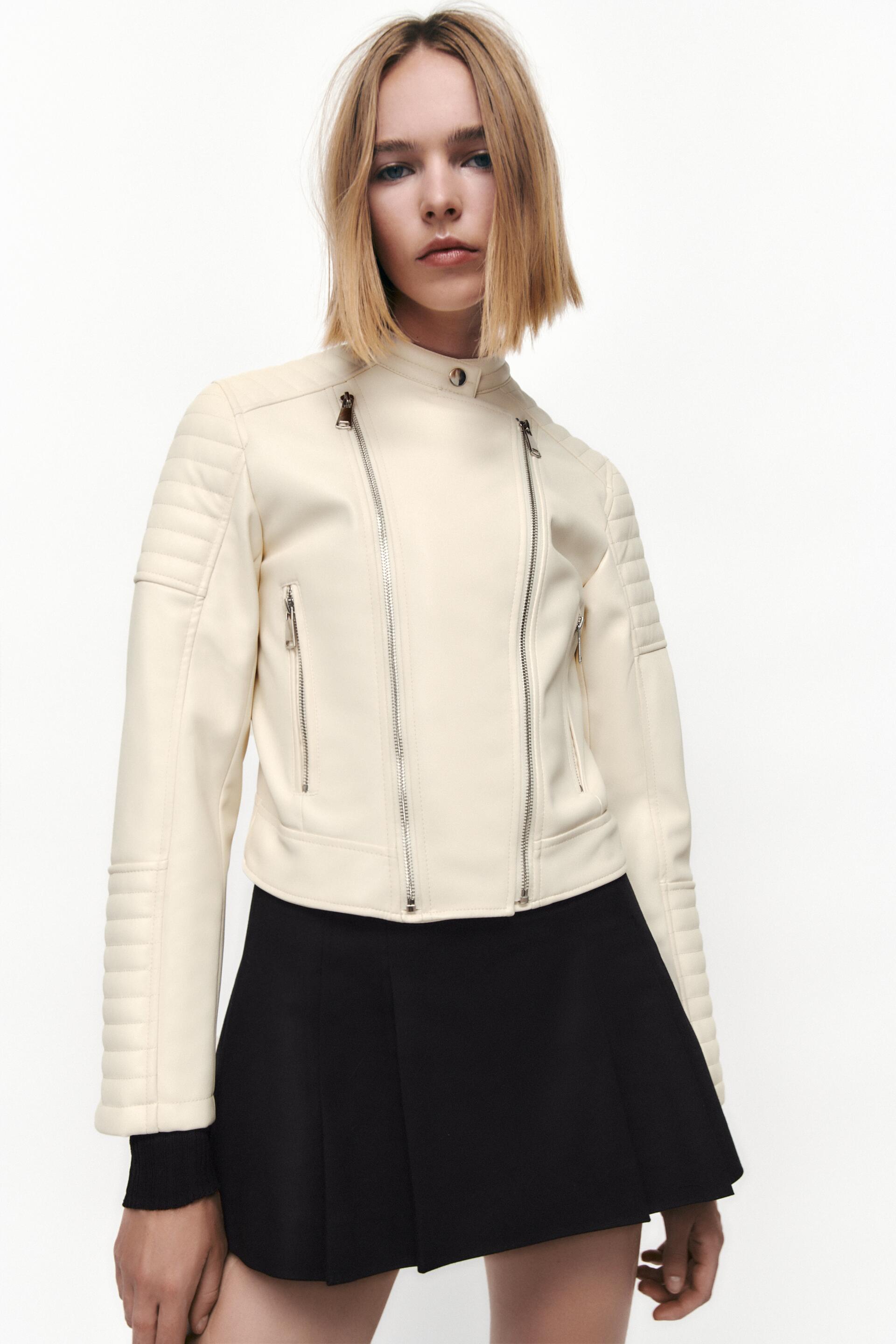 

Кожаная куртка женская ZARA 03046281 белая XL (доставка из-за рубежа), 03046281