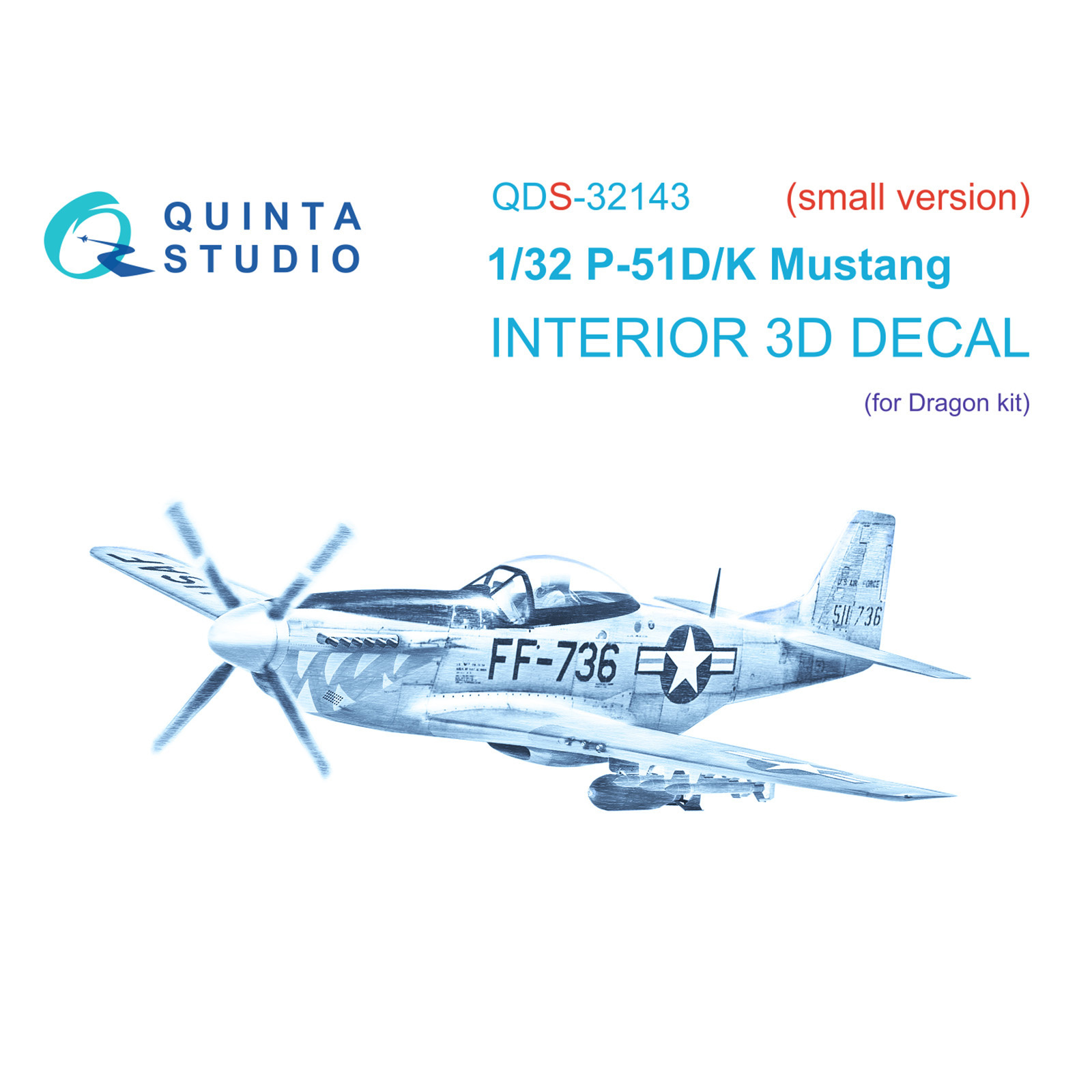 

3D Декаль Quinta Studio интерьера кабины P-51D/K Mustang Малая версия QDS-32143, Цветной