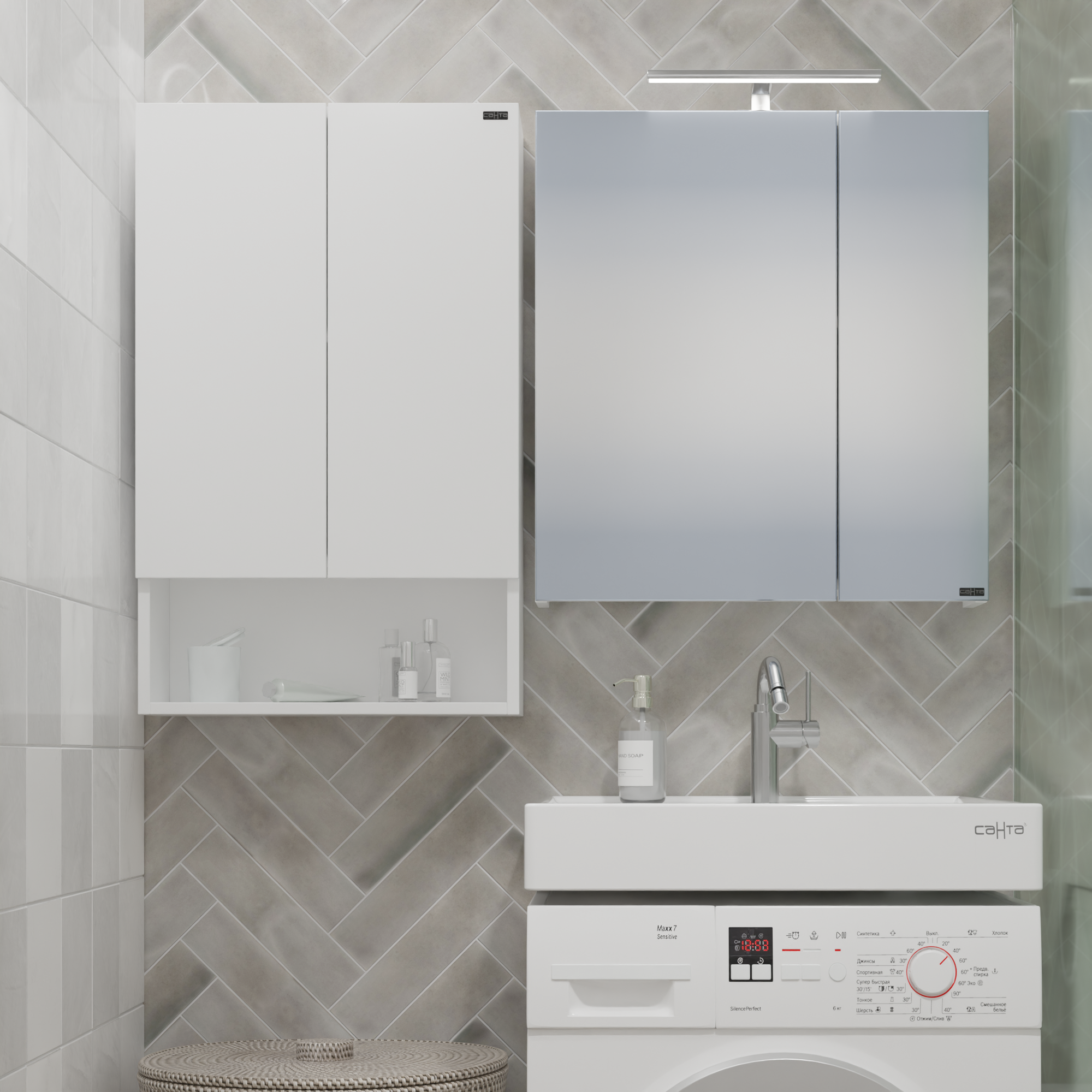 Шкаф для ванной СаНта навесной Мира 50 над стиральной машиной 700647 белый 4400₽