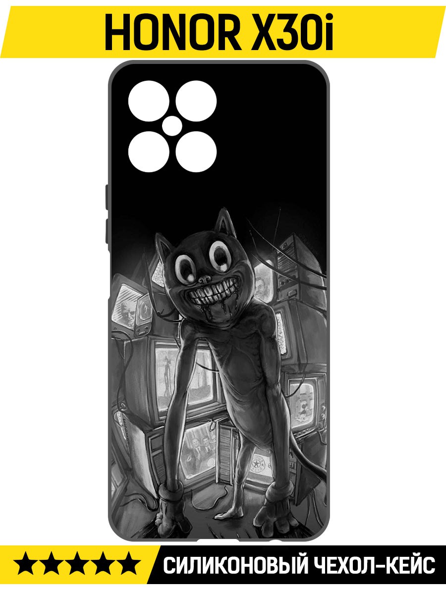 

Чехол-накладка Софт Хаги Ваги - Картун Кэт для Honor X30i, Черный