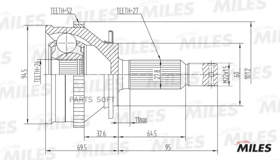 

Шрус Наружный Hyundai Santa Fe 2.0-2.7 01-06 (С Abs) (Skf Vkja5745) Ga20171 Miles арт. GA2