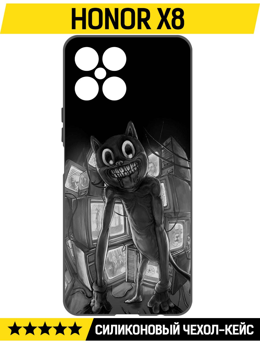 

Чехол-накладка Софт Хаги Ваги - Картун Кэт для Honor X8, Черный