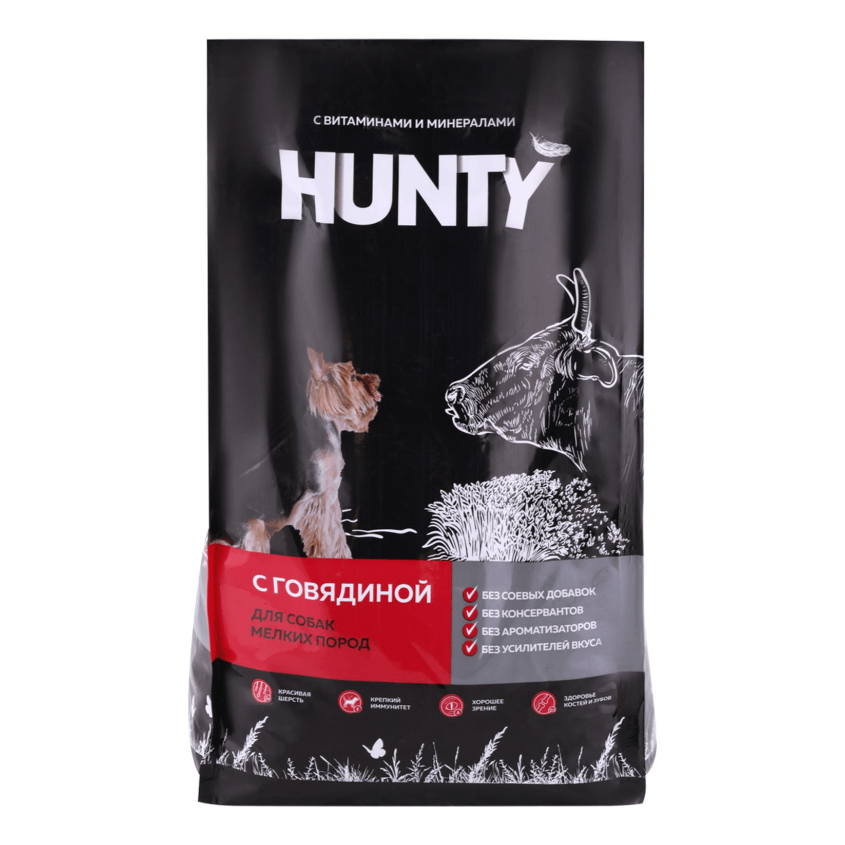 Сухой корм для собак Hunty с говядиной, 2,2 кг