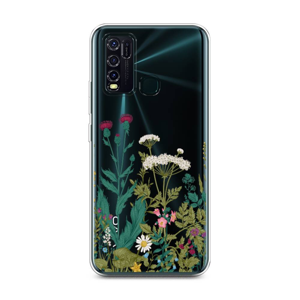 

Чехол на Vivo Y30 "Дикие полевые цветы", Зеленый;розовый;белый, 262650-2