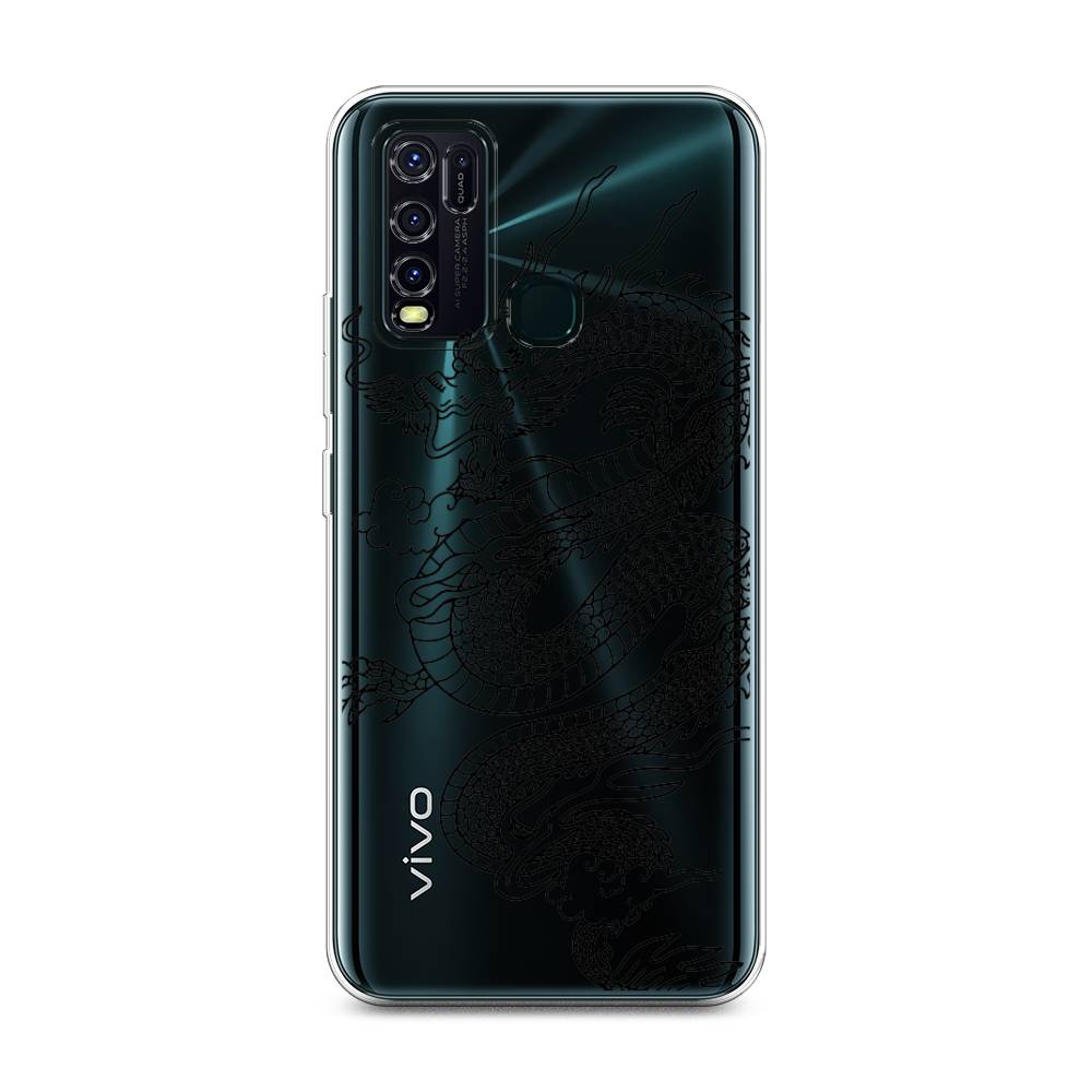 

Чехол на Vivo Y30 "Большой китайский дракон", Черный;серый, 262650-1