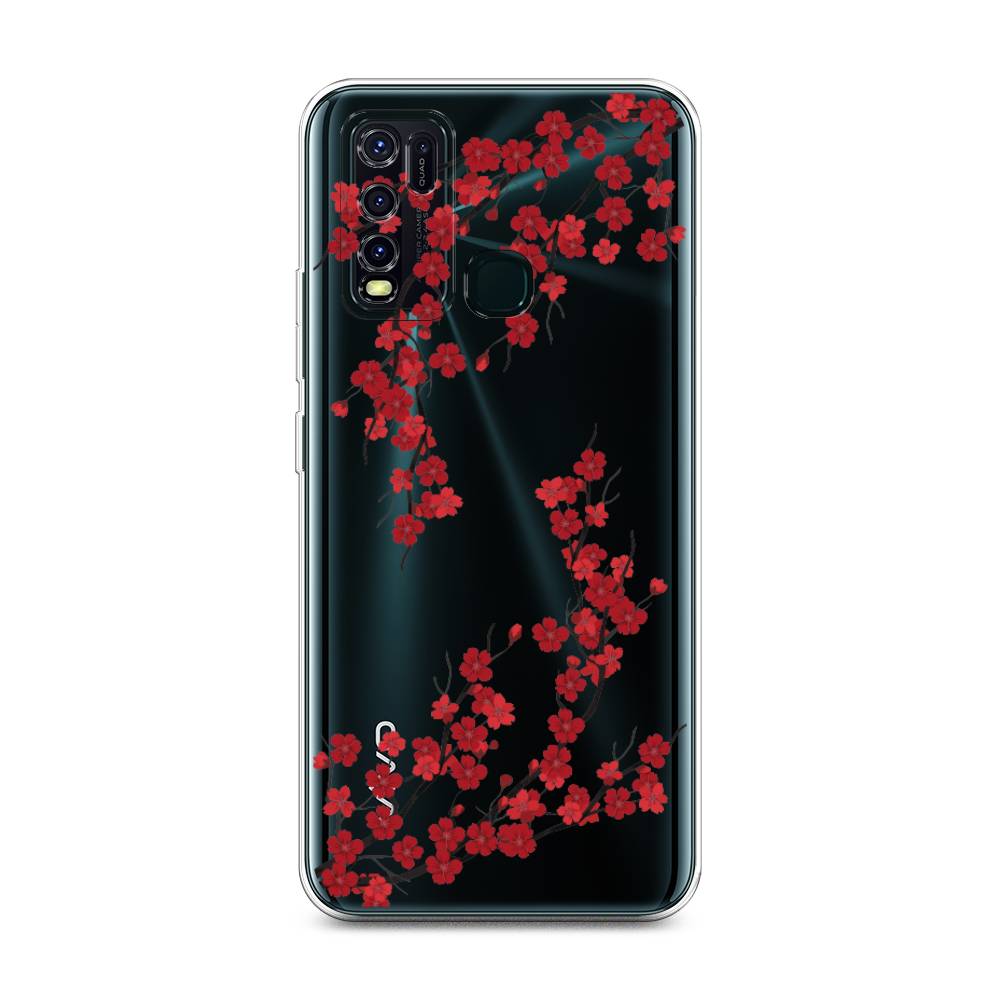 

Чехол на Vivo Y30 "Красная сакура", Красный;черный, 262650-2