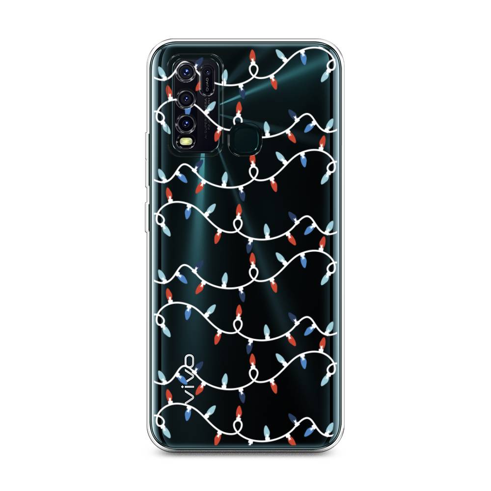 

Чехол на Vivo Y30 "Разноцветная гирлянда", Белый;красный;синий, 262650-5