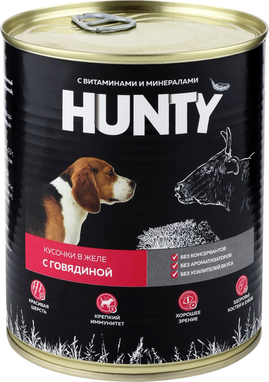 

Влажный корм для собак Hunty с говядиной, 850 г