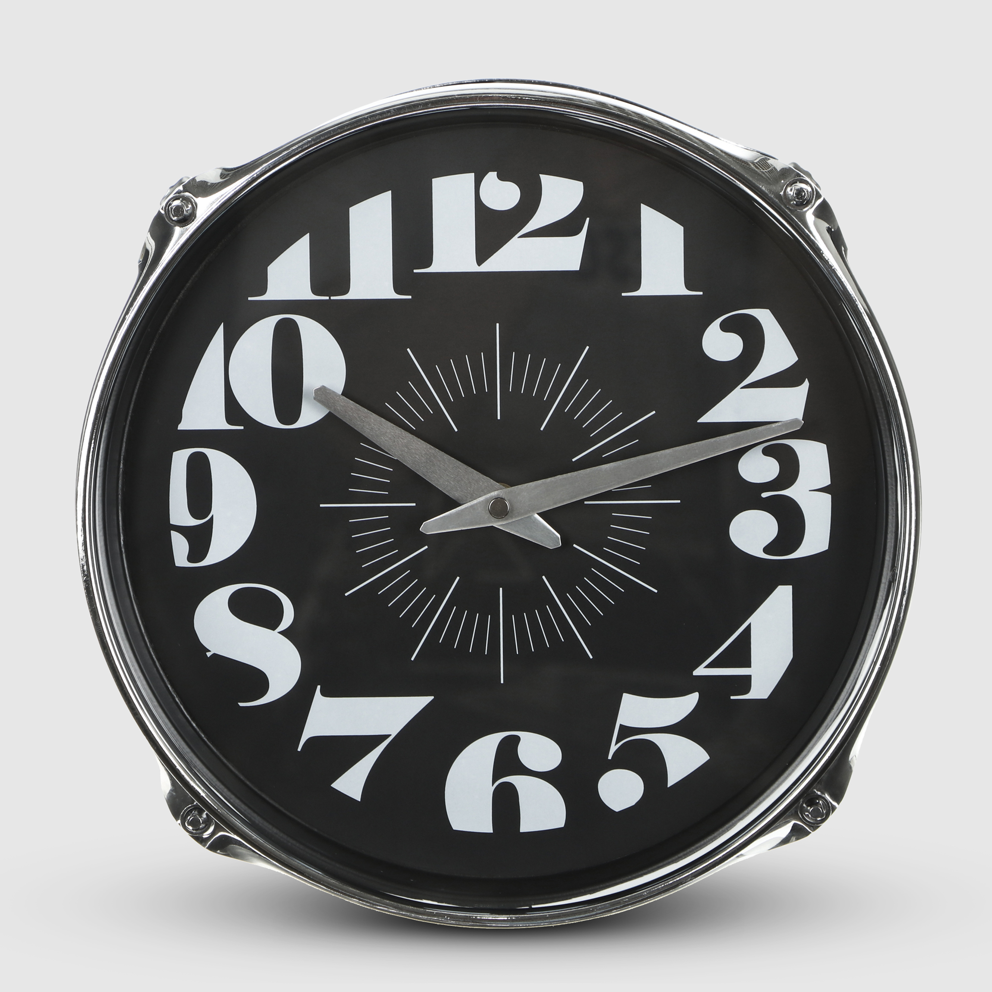 Часы настенные кварцевые IsTime Drum черные 27,5 х 16,7 х 27,5 см