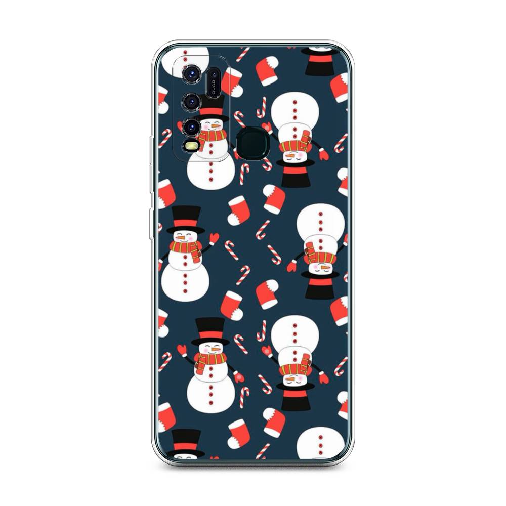 

Чехол на Vivo Y30 "Синие снеговики", Синий;белый;красный, 262650-5