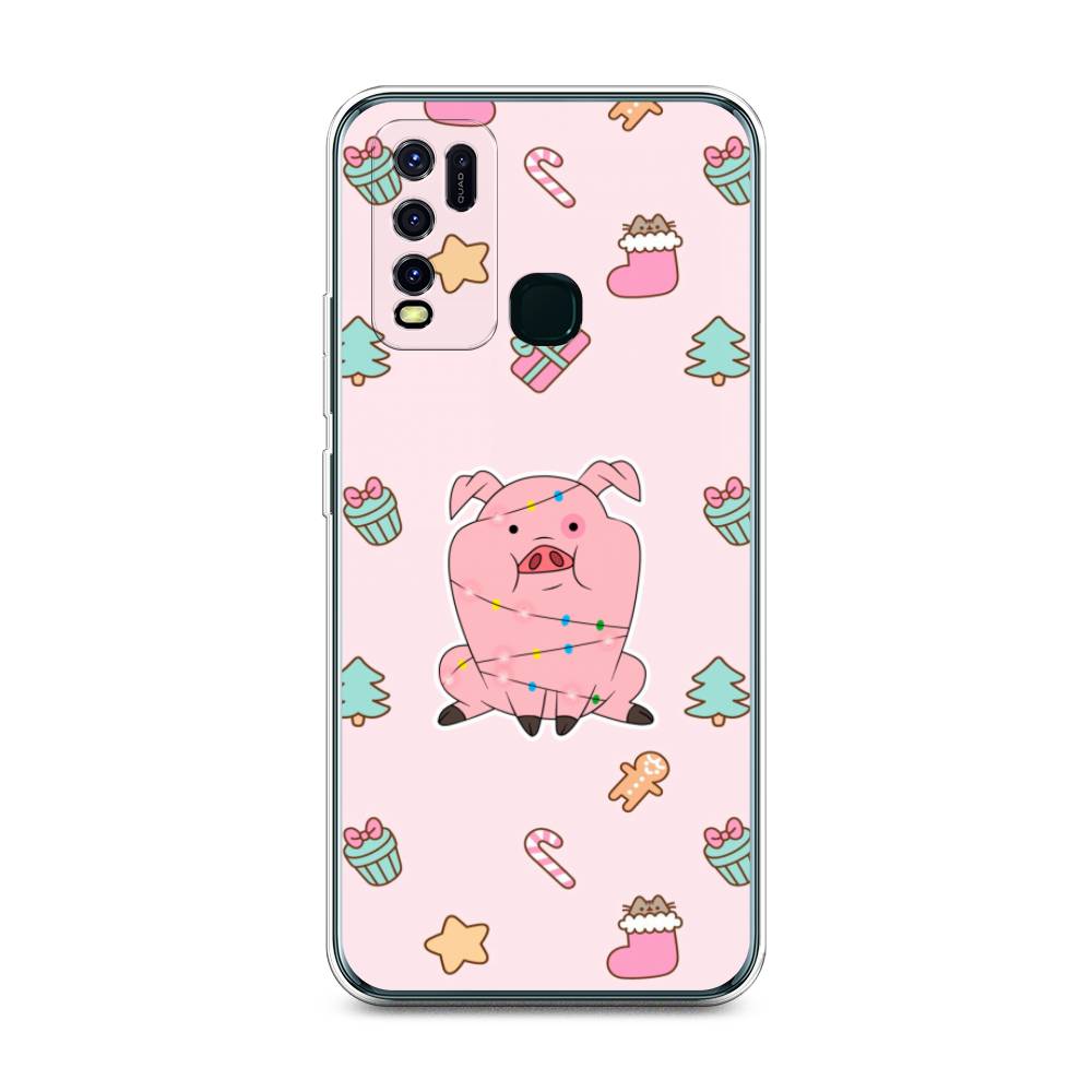 

Чехол на Vivo Y30 "Розовая свинка", Розовый;зеленый, 262650-5