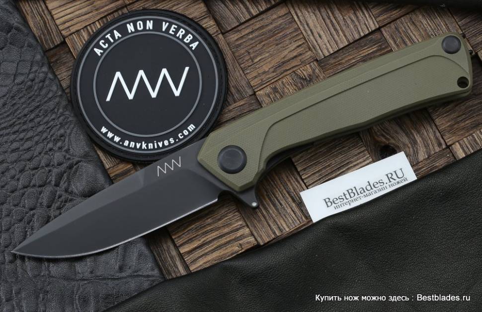 

Складной нож ANV Z100 (DLC, liner lock, олива G10), Зеленый, Z100