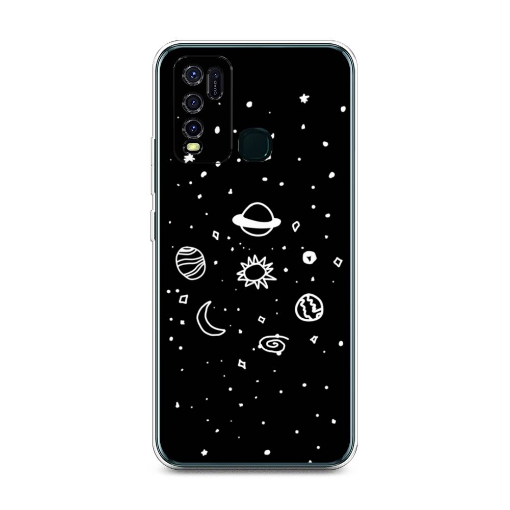 

Чехол на Vivo Y30 "Дудл солнечной системы", Бежевый;серый, 262650-2