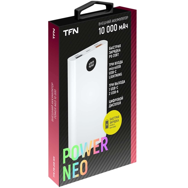 фото Внешний аккумулятор tfn power neo 10000 мач white (tfn-pb-238-wh)