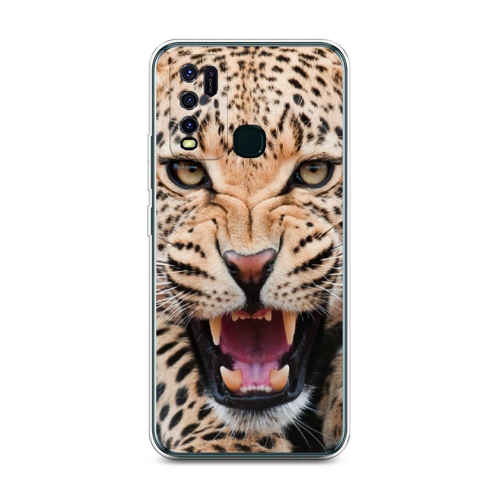 

Чехол на Vivo Y30 "Леопард 3d", Бежевый;черный, 262650-6