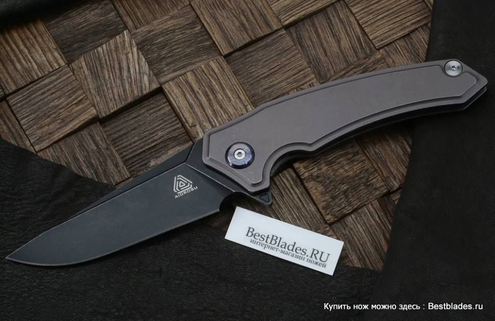 

Нож складной Maxace Aiorosu Heng (Пурпурный титан,Black Blade,14c28n)AH12, Серый, Aiorosu Heng