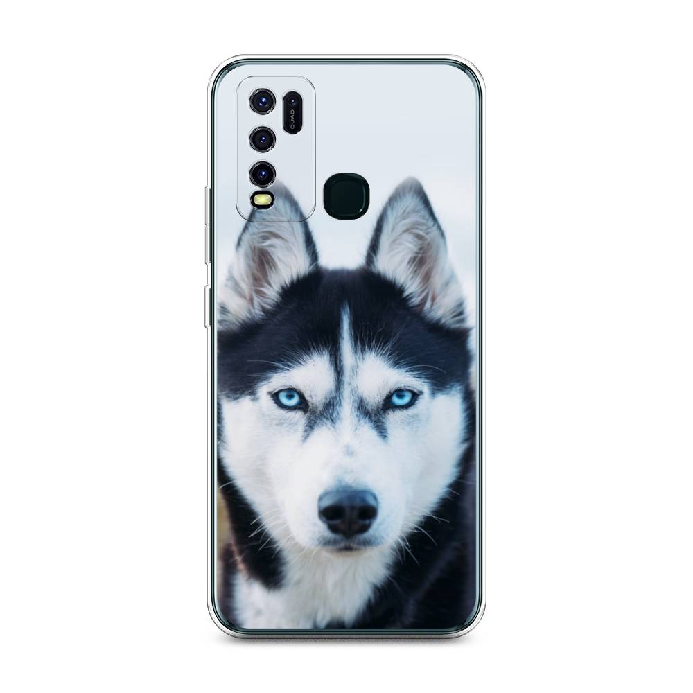 

Чехол на Vivo Y30 "Хаски 2", Синий;белый, 262650-1