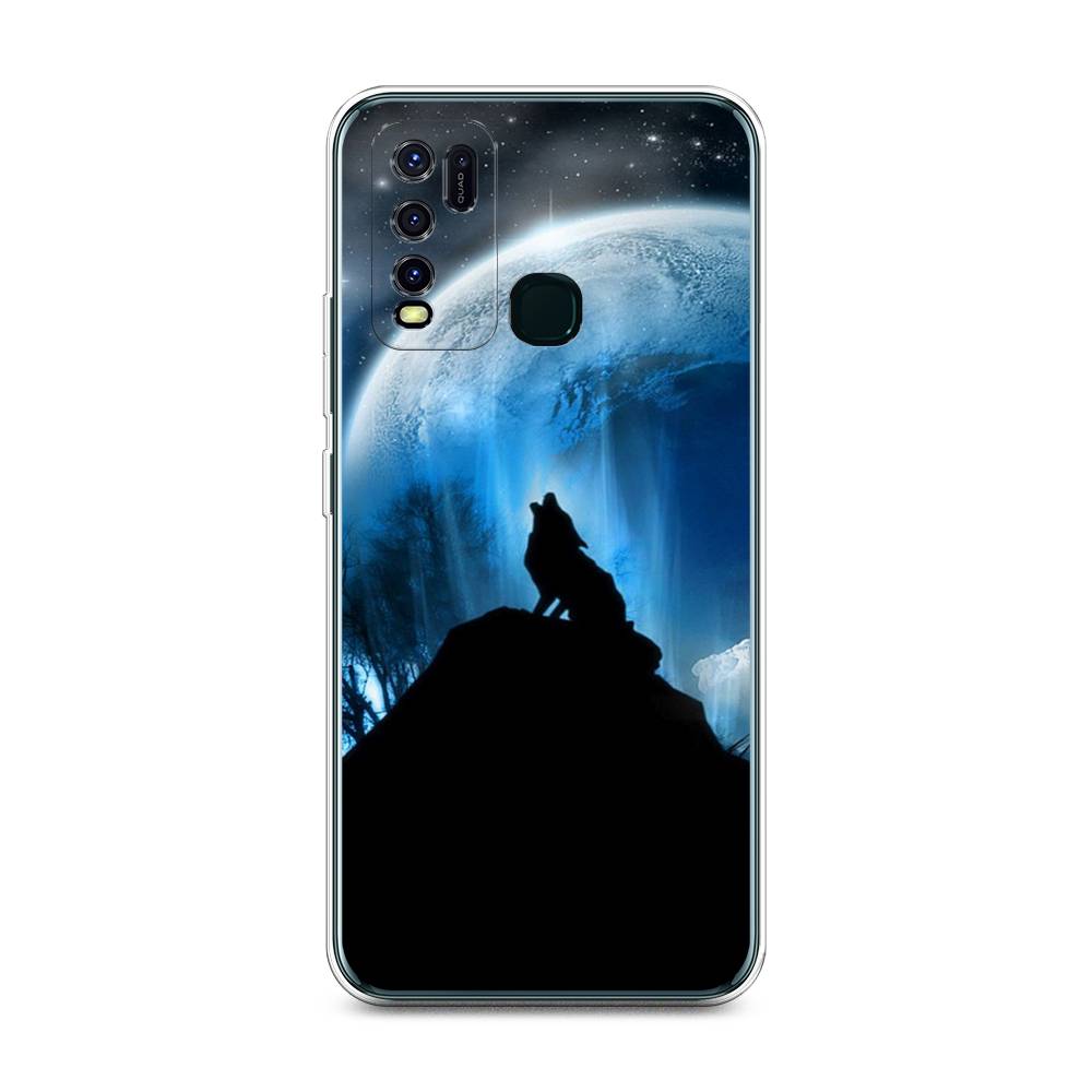 

Чехол на Vivo Y30 "Волк 2", Синий;черный;белый, 262650-1