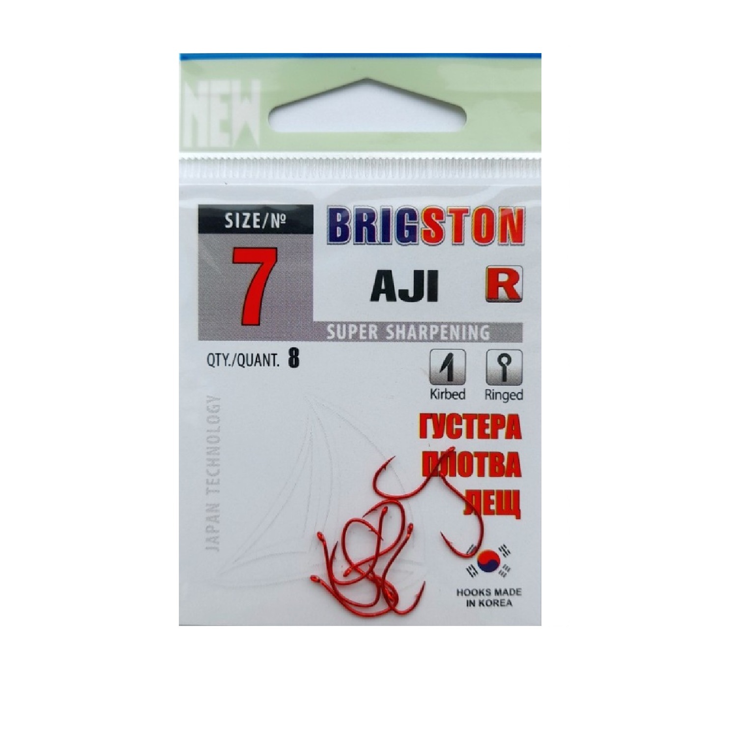 

Крючок одинарный BRIGSTON "AJI - RED" №7 упаковка 8 шт.