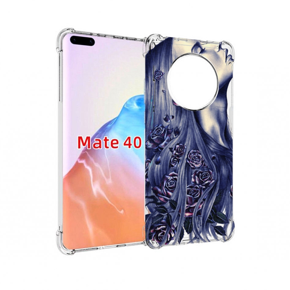 

Чехол MyPads Tocco для Huawei Mate 40 Девушка с розами женский, Прозрачный, Tocco