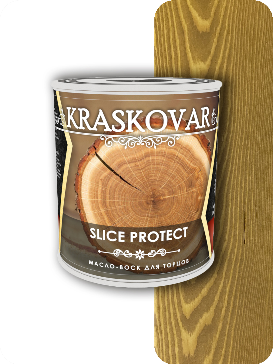 фото Масло для защиты торцов kraskovar slice protect дуб 0,75л