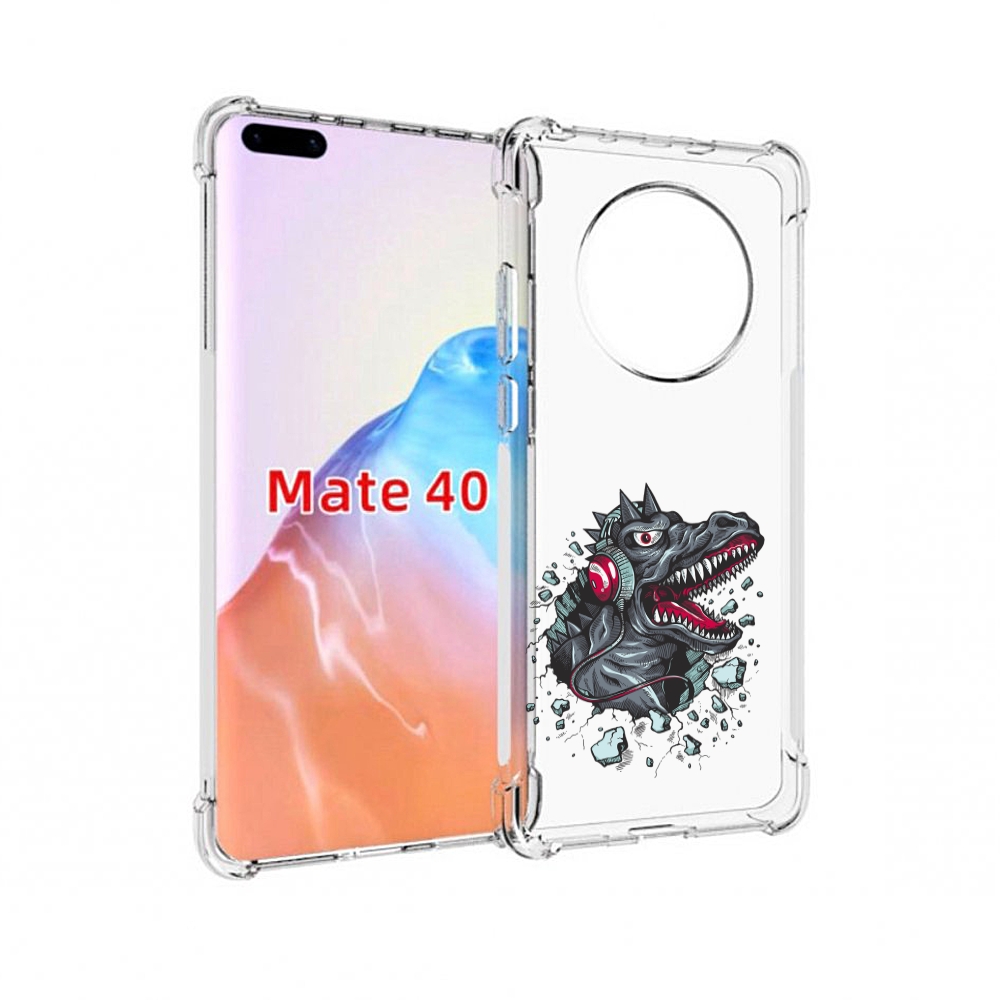 

Чехол MyPads Tocco для Huawei Mate 40 Нарисованный динозавр в наушниках, Прозрачный, Tocco