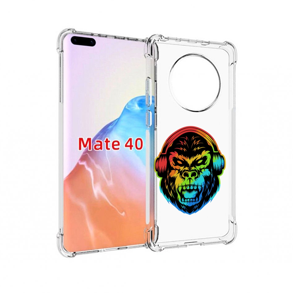 

Чехол MyPads Tocco для Huawei Mate 40 Горилла-в-наушниках, Прозрачный, Tocco