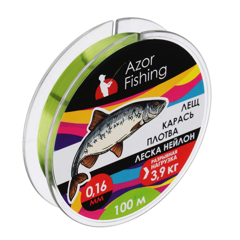 

AZOR FISHING Леска "Лещ, Карась, Плотва", нейлон, 100м, 0,16мм, 3,9кг, зеленая, Зеленый, Лещ, Карась, Плотва