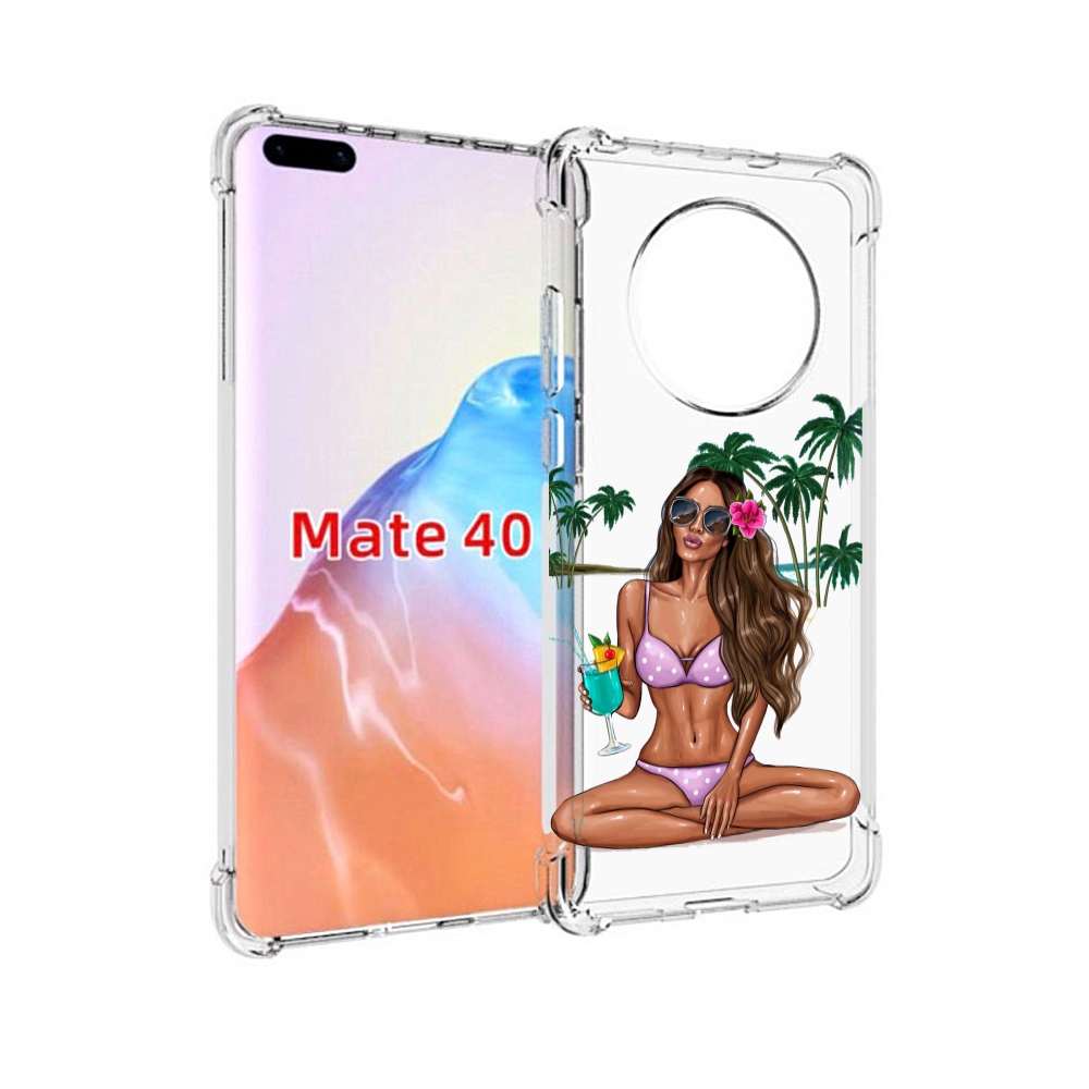 

Чехол MyPads Tocco для Huawei Mate 40 Гавайская-девушка женский, Прозрачный, Tocco
