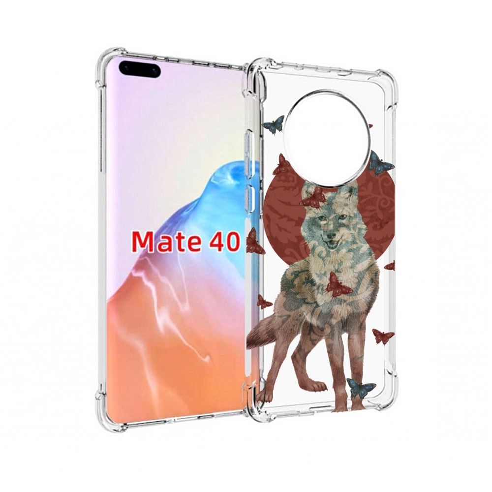 

Чехол MyPads Tocco для Huawei Mate 40 Волчица с бабочками, Прозрачный, Tocco