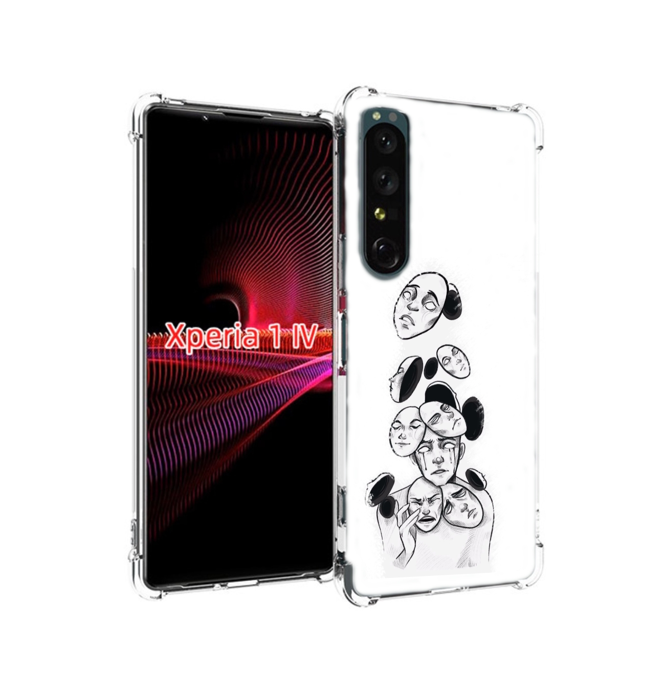 

Чехол накладка MyPads человек с разными масками для Sony Xperia 1 IV, Прозрачный, Tocco