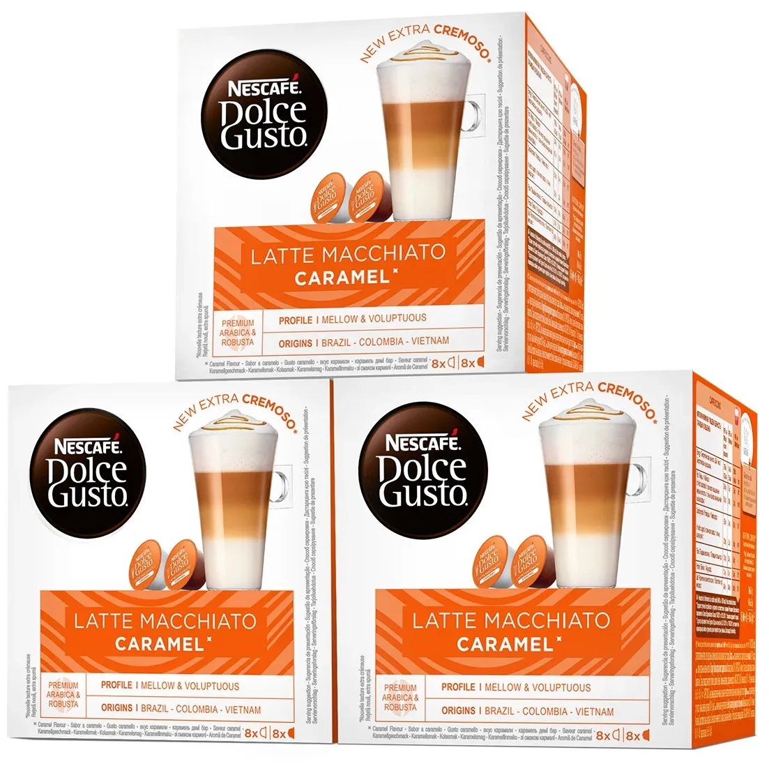 Кофе в капсулах Nescafe Dolce Gusto Latte Macchiato Caramel 16 капсул* 3шт